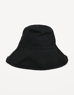 Frayed Canvas Bucket Hat for Women black