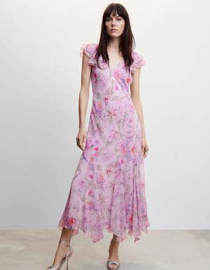 Çiçekli fırfırlı elbise