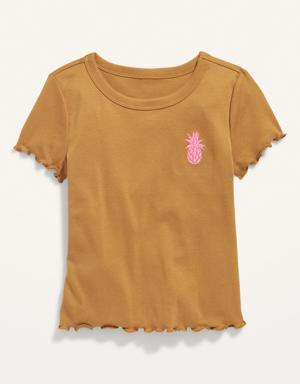 Old Navy Short-Sleeve Rib-Knit Lettuce-Edge Graphic T-Shirt for Girls yellow