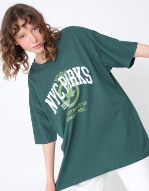 NYC PARKS Baskılı Oversize T-Shirt