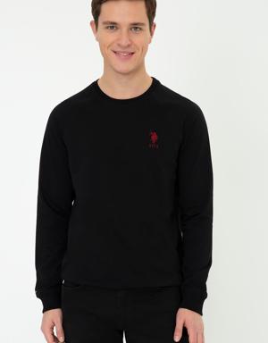 Erkek Siyah Basic Sweatshirt