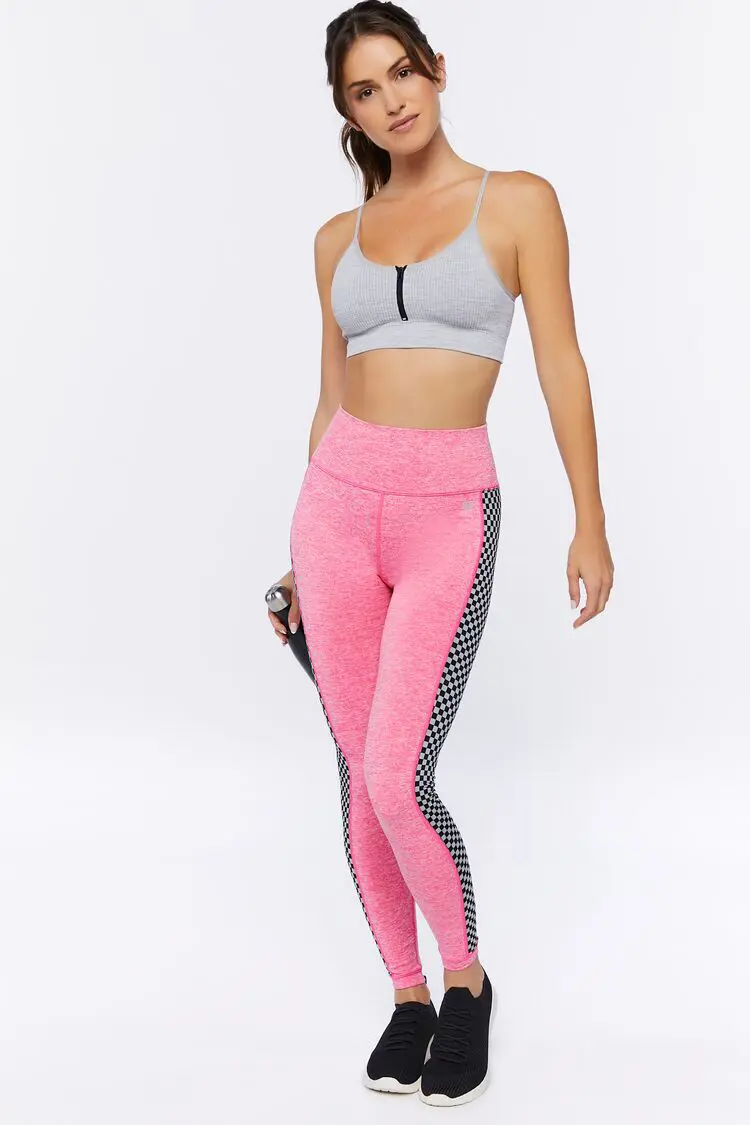 Forever 21 Forever 21 Active Checkered Trim Leggings Miami Pink. 1