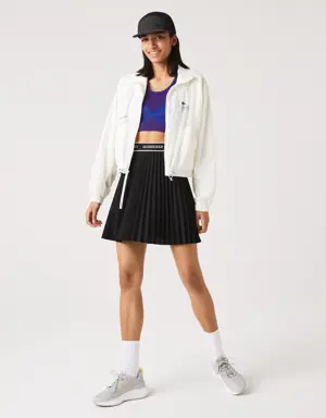 Lacoste Chamarra de nailon forrada de malla para mujer Lacoste