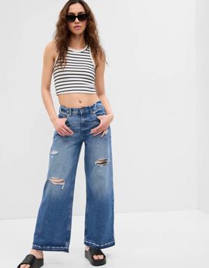 PROJECT GAP Low Rise Wide Baggy Jeans with Washwell blue