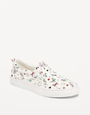 Printed Canvas Slip-On Sneakers for Girls white
