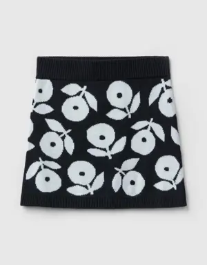 floral mini skirt in wool blend