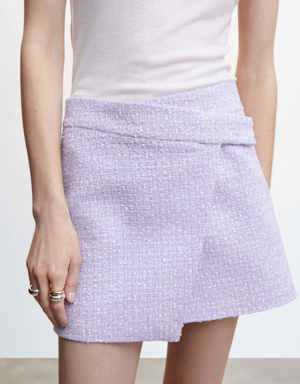 Tweed wrap mini-skirt