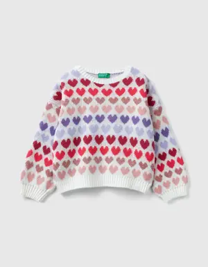 warm sweater with lurex hearts