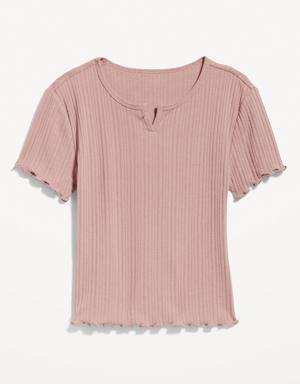 Old Navy Split-Neck Pointelle-Knit Pajama T-Shirt for Women pink