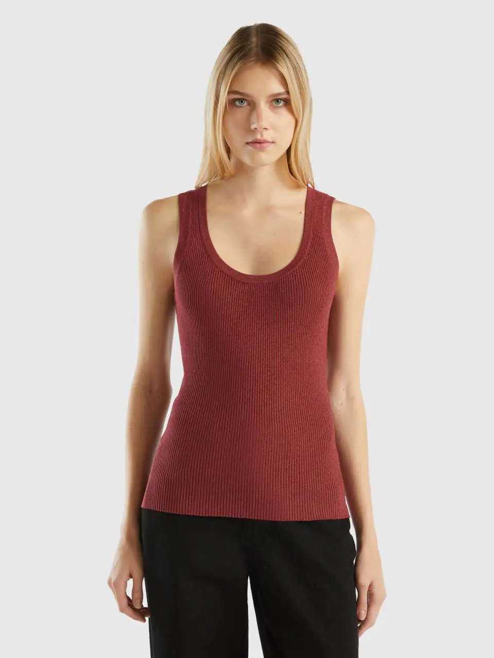 Benetton ribbed tank top with lurex. 1