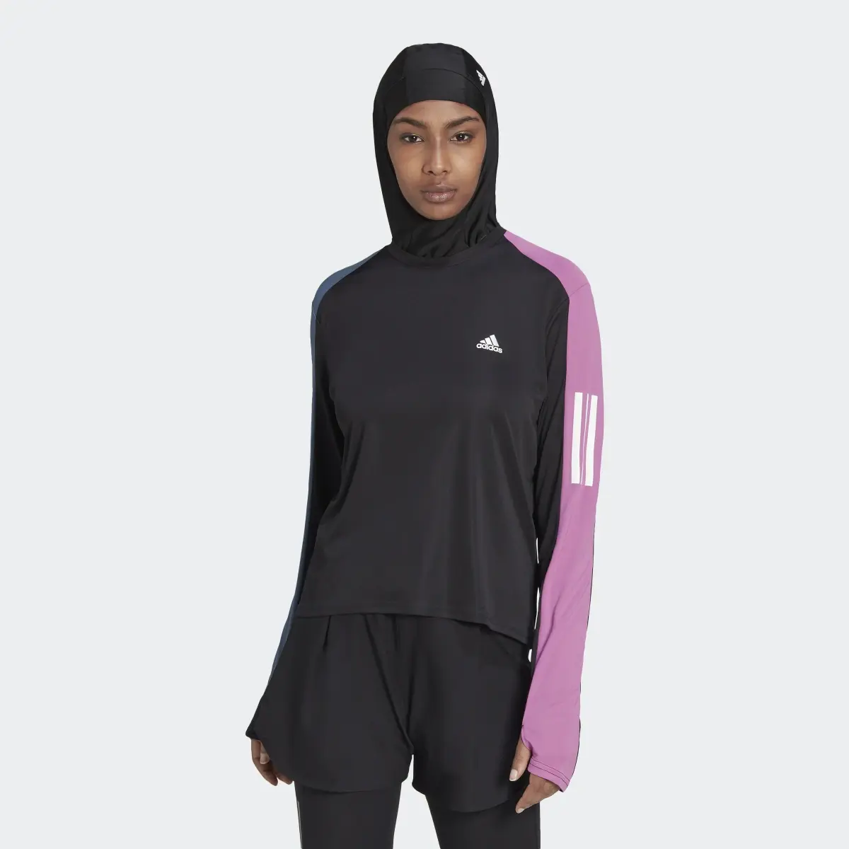 Adidas Own the Run Colorblock Long-Sleeve Top Running Long-Sleeve Top. 2