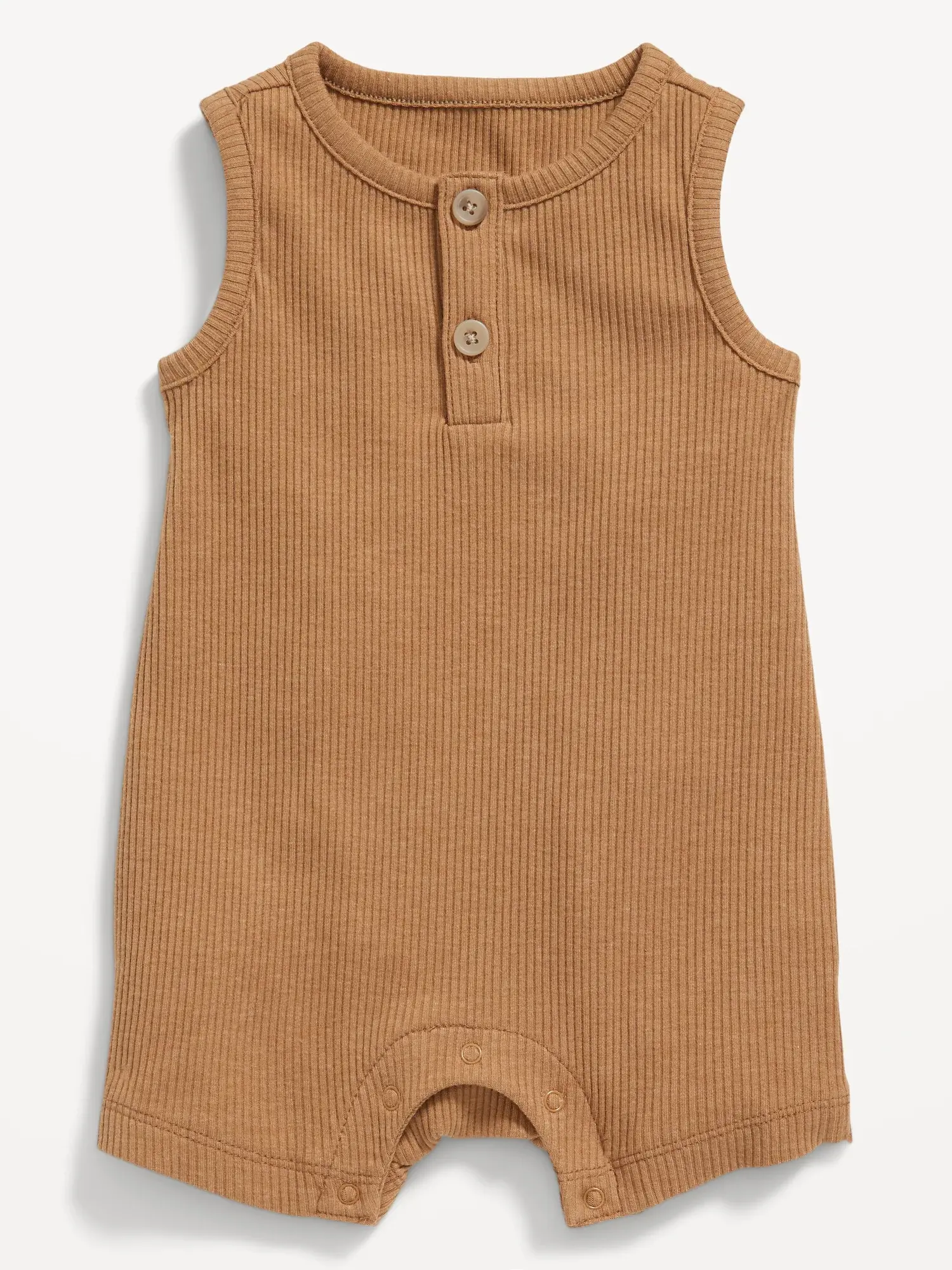 Old Navy Unisex Sleeveless Rib-Knit Henley Romper for Baby yellow. 1