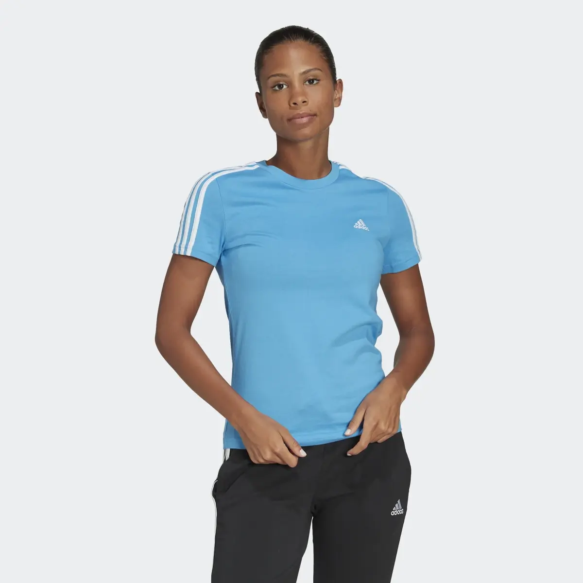 Adidas Essentials Slim 3-Stripes Tee. 2