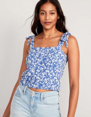 Fitted Tie-Shoulder Floral Corset Cami Top