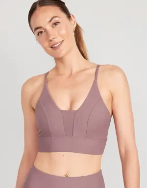 Old Navy Light Support PowerSoft Textured-Rib Sports Bra for Women pink