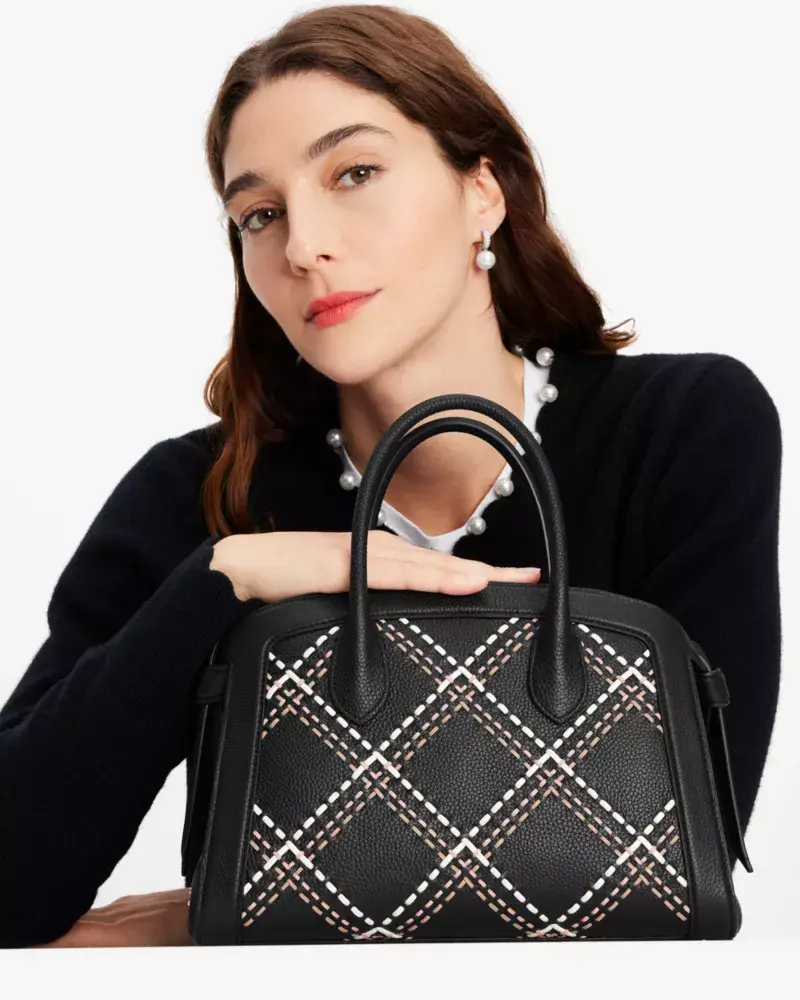 Kate Spade Knott Plaid Stitched Medium Zip-top Satchel. 3