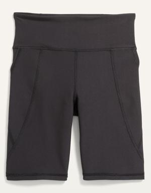 High-Waisted PowerSoft Side-Pocket Biker Shorts for Girls black