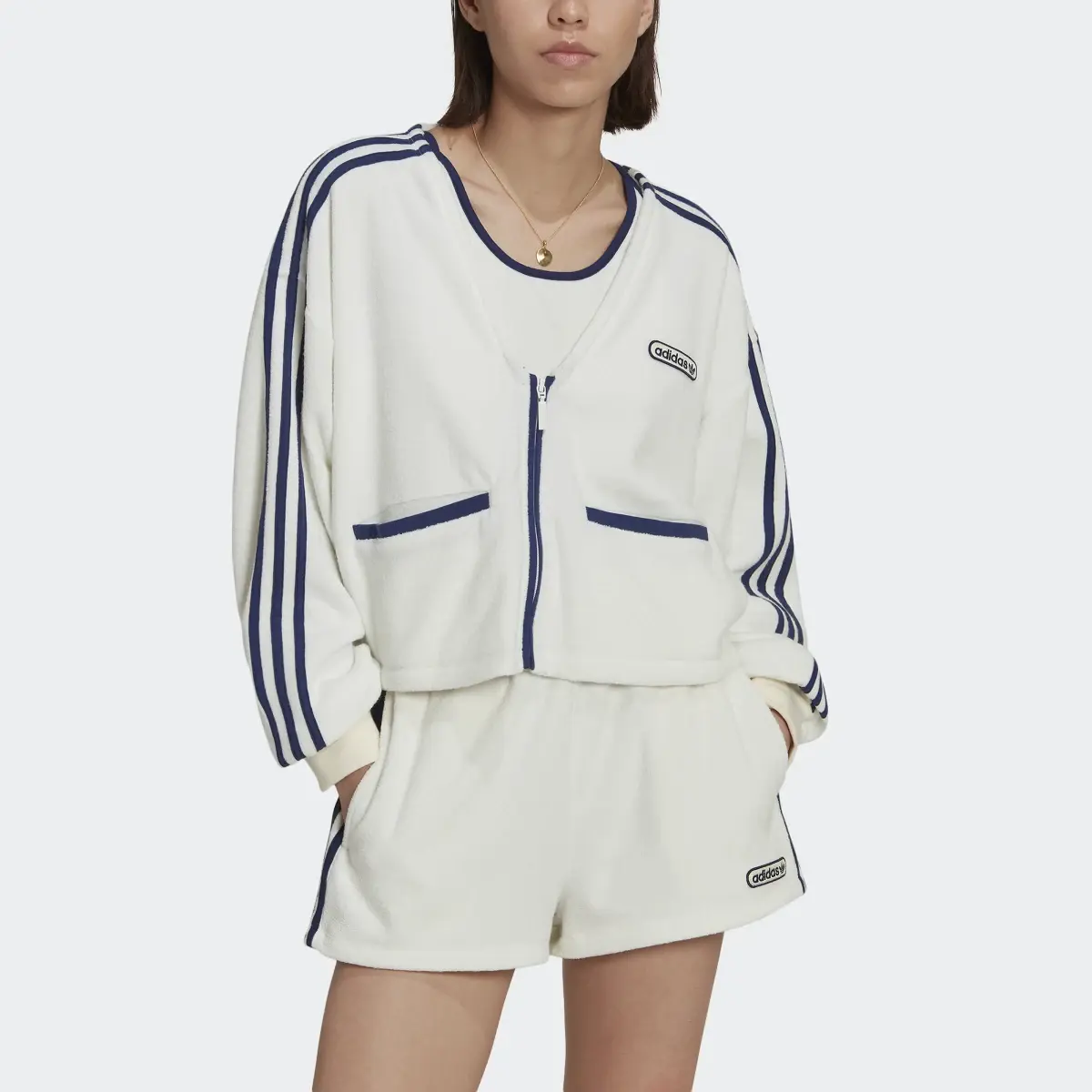 Adidas Cardigan Crop Towel Terry. 1