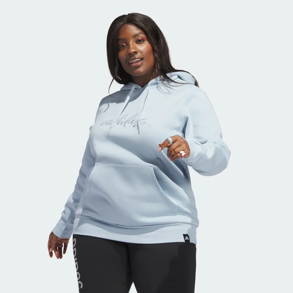 Adidas Embroidered Logo Hoodie (Plus Size). 2