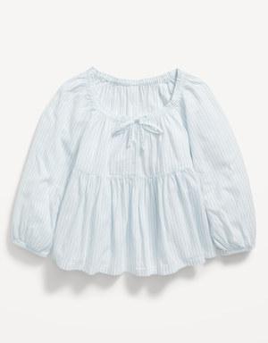 Long-Sleeve Striped Swing Top for Girls blue
