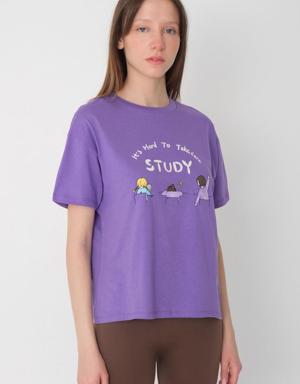 It's Hard to Take Care STUDY Yazılı T-Shirt