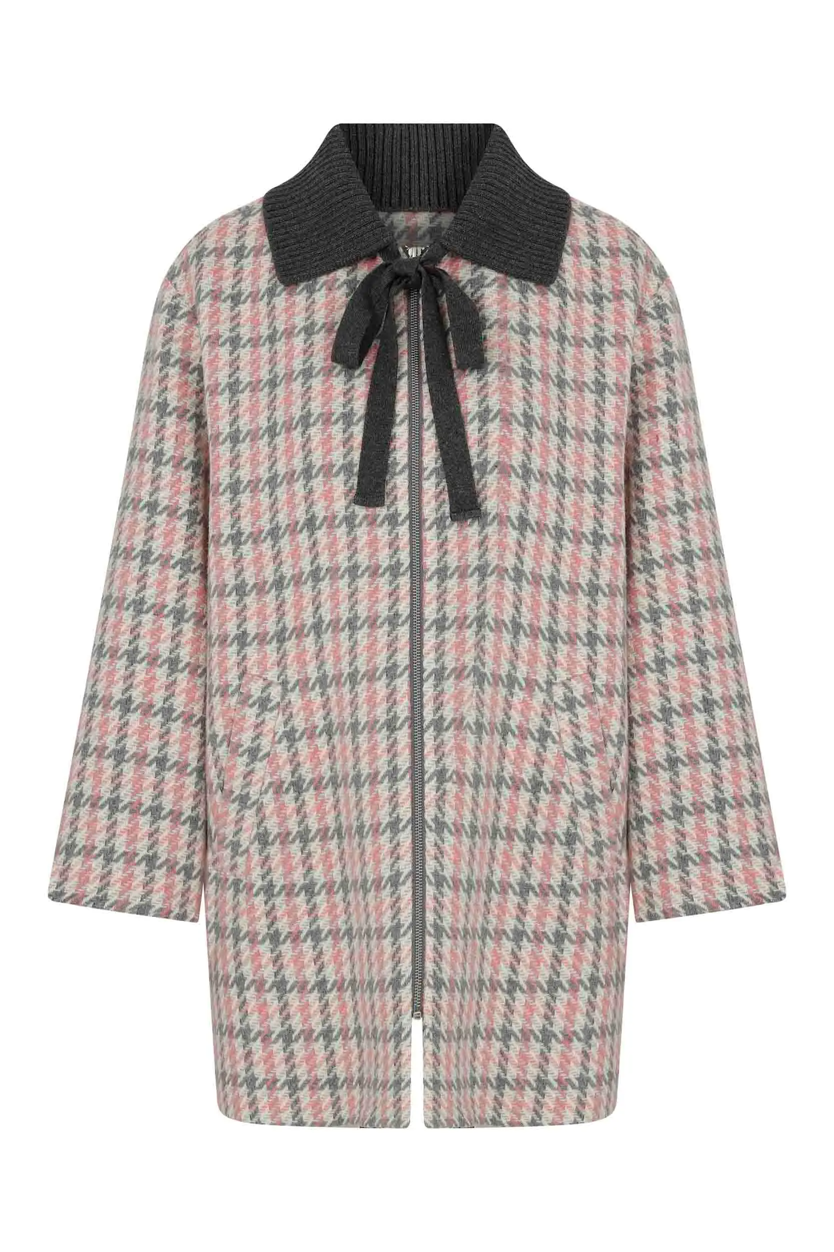 Roman Plaid Pink Gray Coat - 4 / ORIGINAL. 1