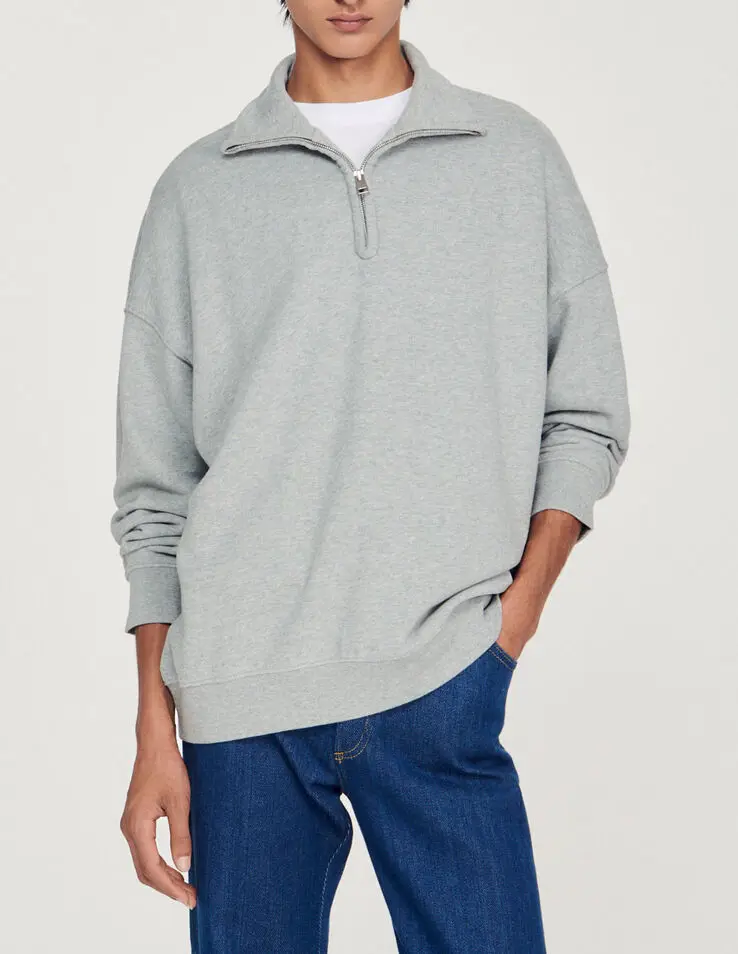 Sandro Oversized trucker-style sweatshirt. 1