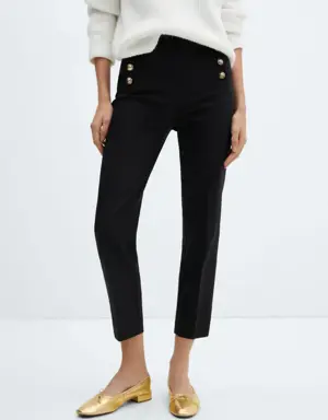 Cropped button trousers