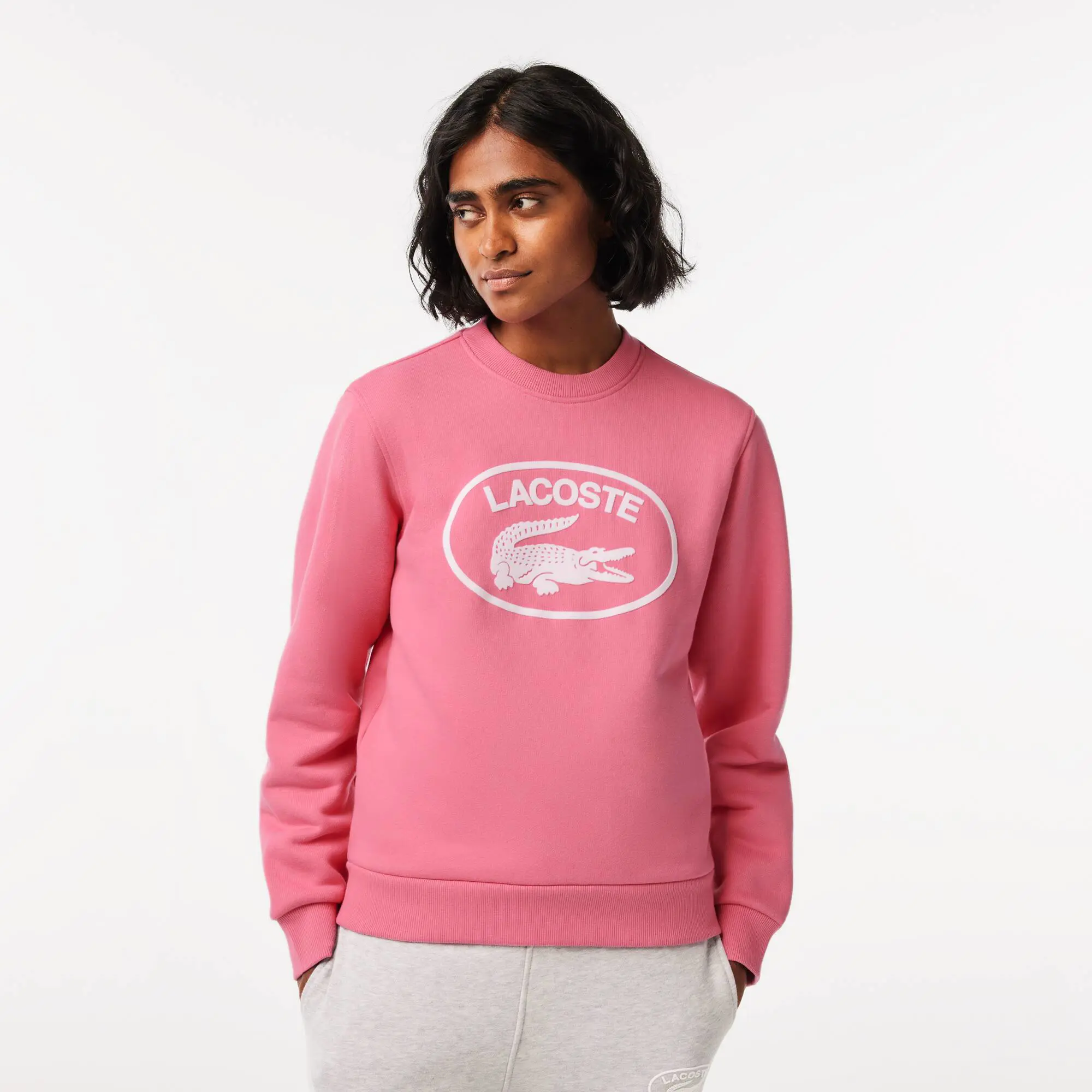 Lacoste Women's Loose Fit Organic Cotton Fleece Sweatshirt. 1