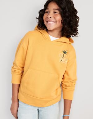 Gender-Neutral Embroidered-Graphic Pullover Hoodie for Kids yellow