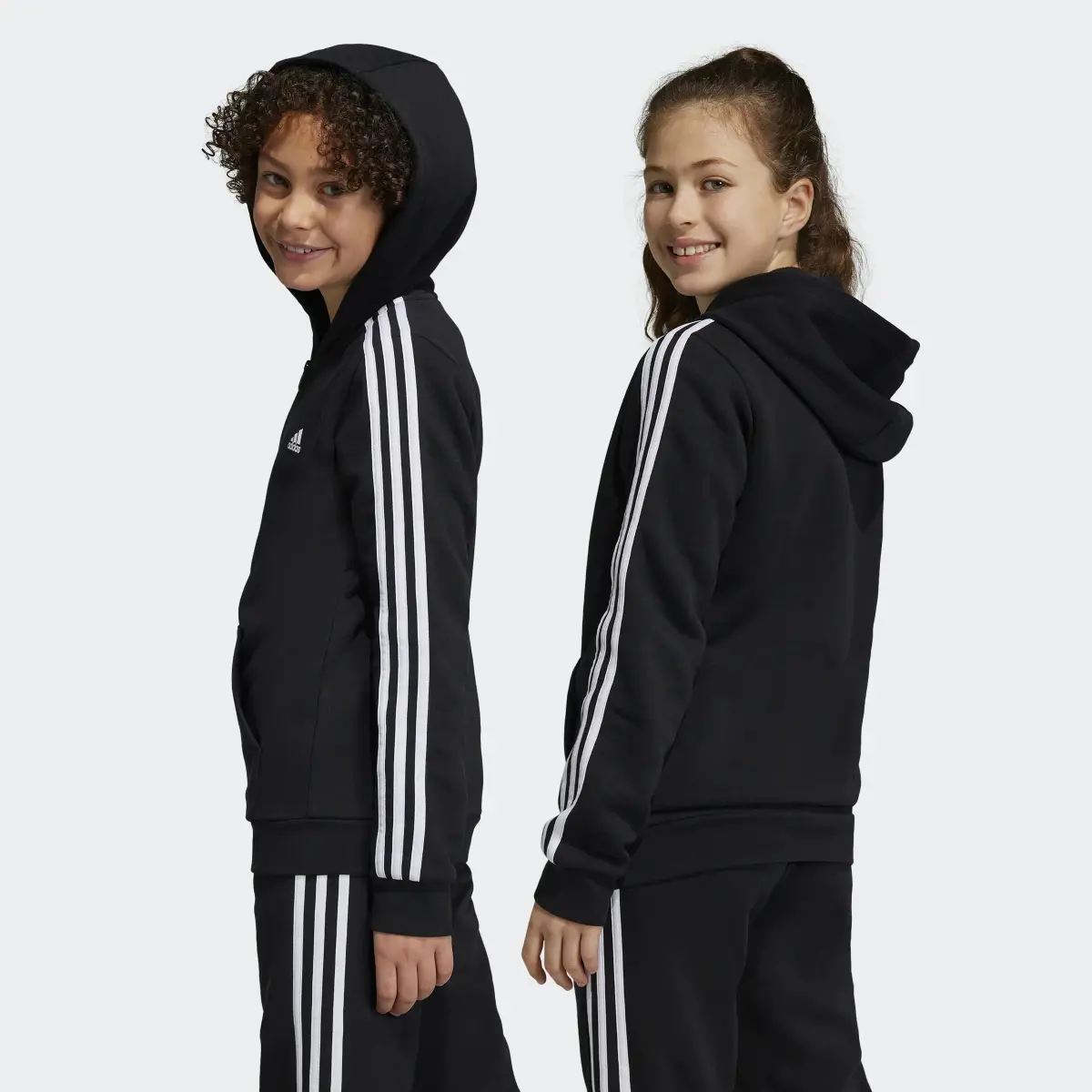 Adidas Veste à capuche entièrement zippée en molleton Essentials 3-Stripes. 2