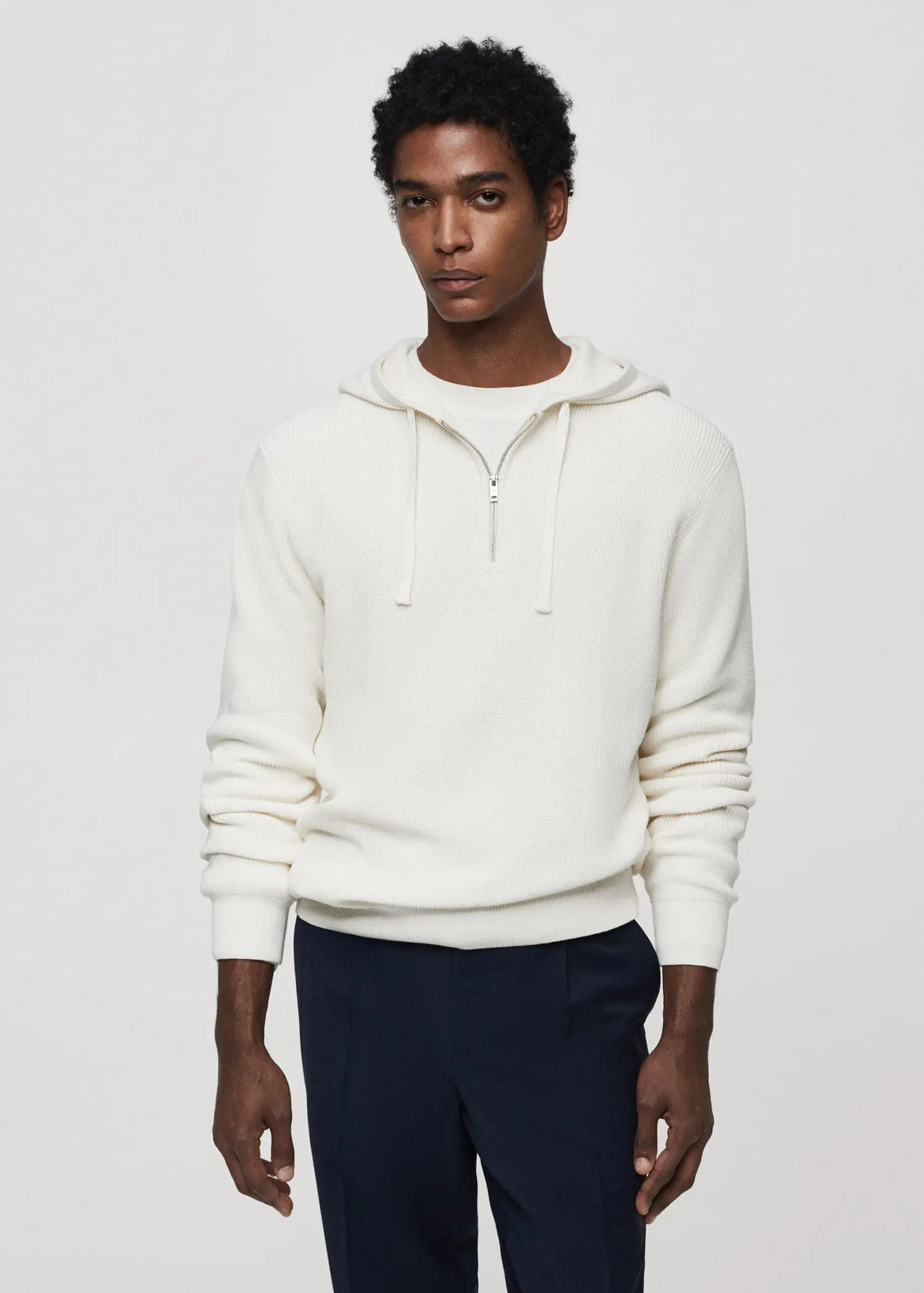 Mango Hooded knit sweatshirt. 1