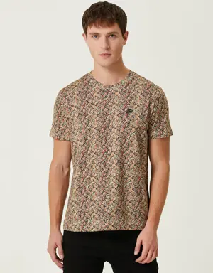 Turuncu Palmiye Desenli T-shirt