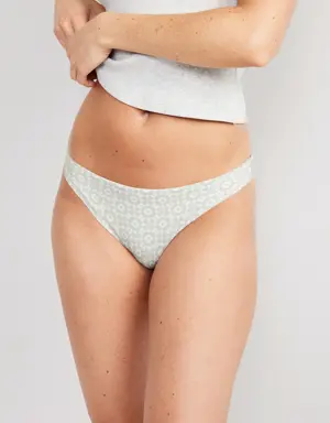 Low-Rise Soft-Knit No-Show Thong Underwear for Women multi