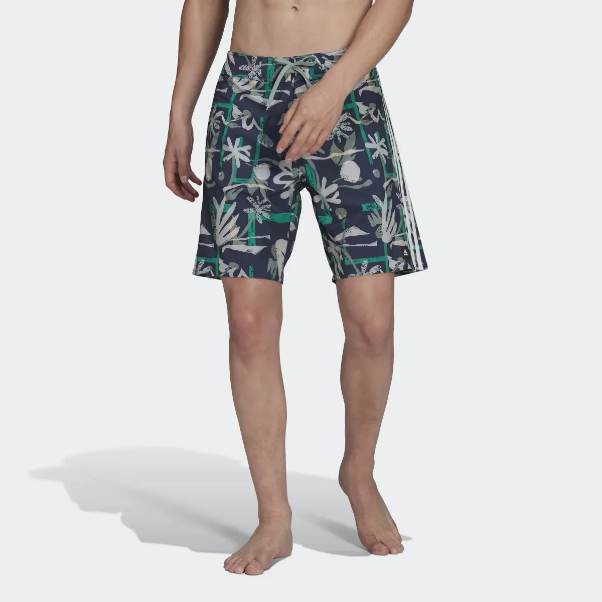 Adidas Seasonal Floral Beach Tech Shorts. 1