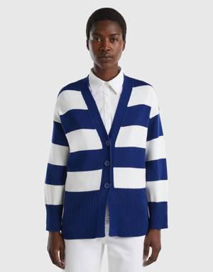 striped cardigan in tricot cotton