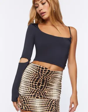 Forever 21 Abstract Print Mini Skirt Black/Taupe