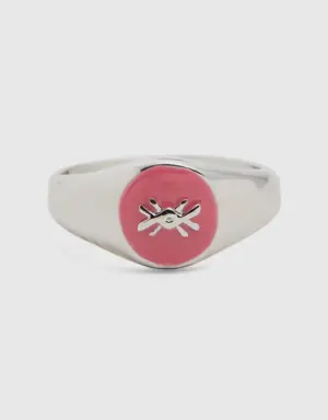 pink ring with logo