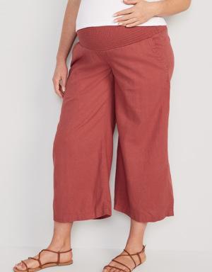 Maternity Linen-Blend Wide-Leg Pants pink
