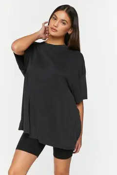 Forever 21 Forever 21 Relaxed Short Sleeve Crew Tee Black. 2