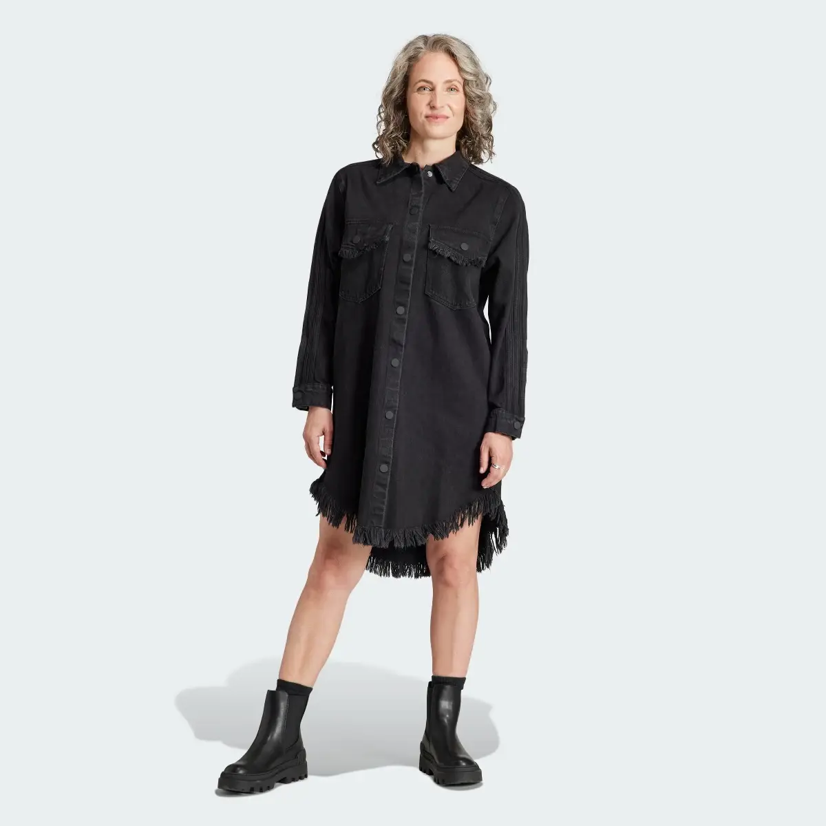 Adidas Originals x KSENIASCHNAIDER Fringe Shirt Dress. 2