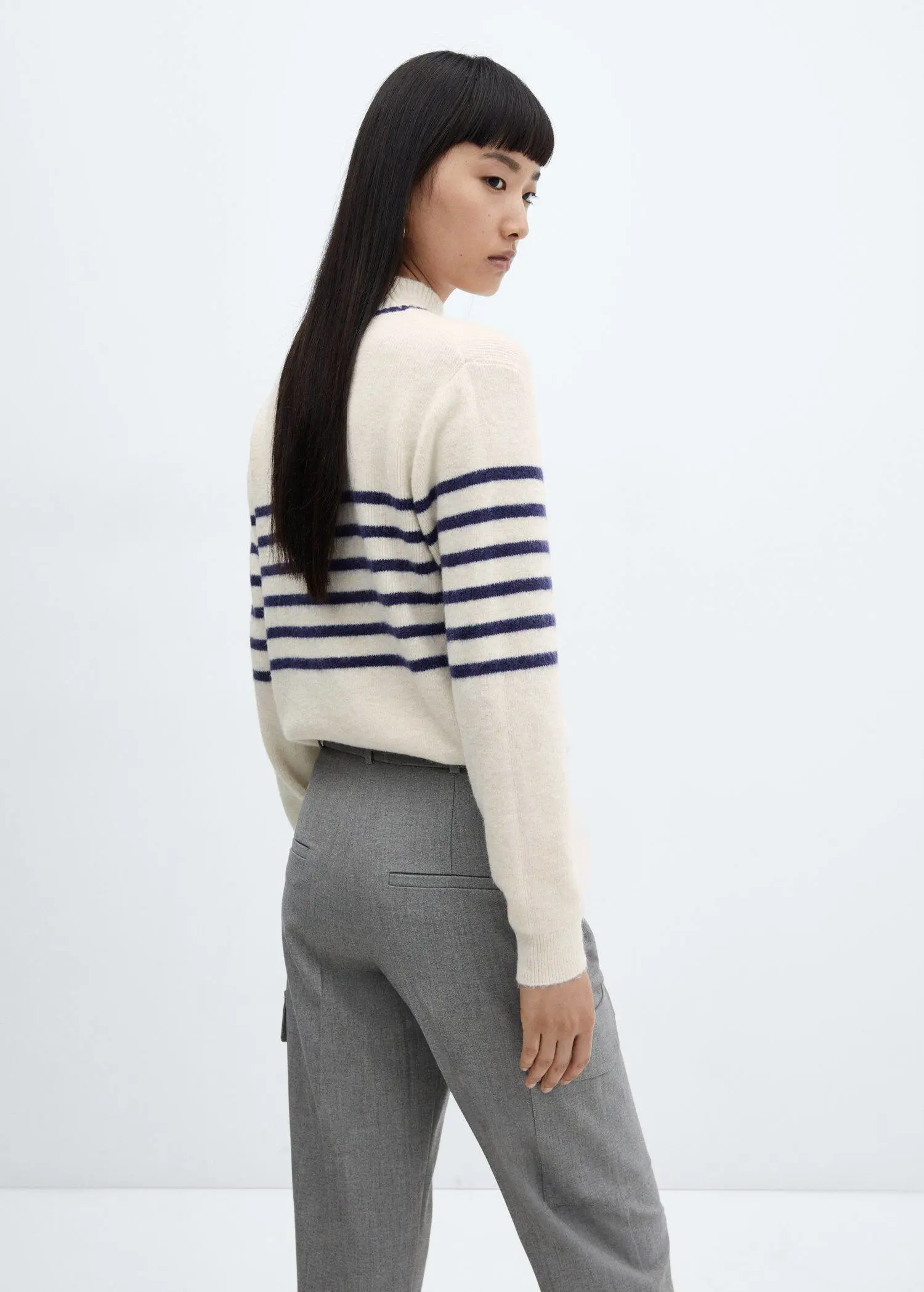 Mango Stripe-print sweater with Perkins neck. 3
