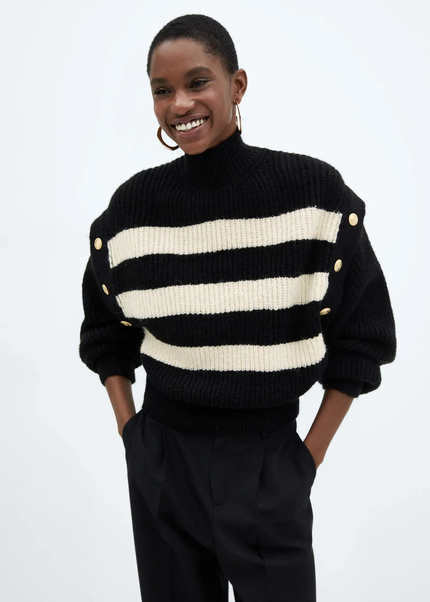 Mango Buttoned striped sweater. 1