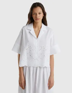 shirt with embroidered broderie anglaise
