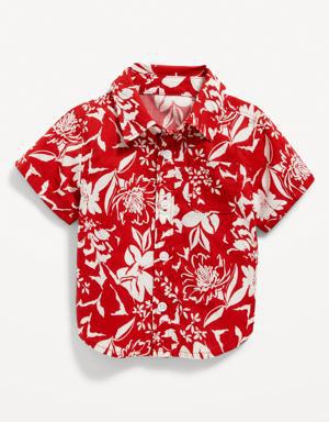 Matching Short-Sleeve Printed Poplin Shirt for Baby red