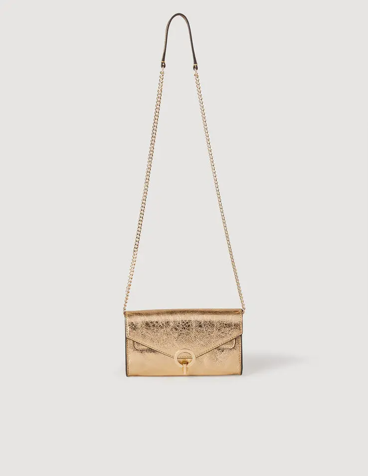 Sandro Gold leather clutch bag. 1