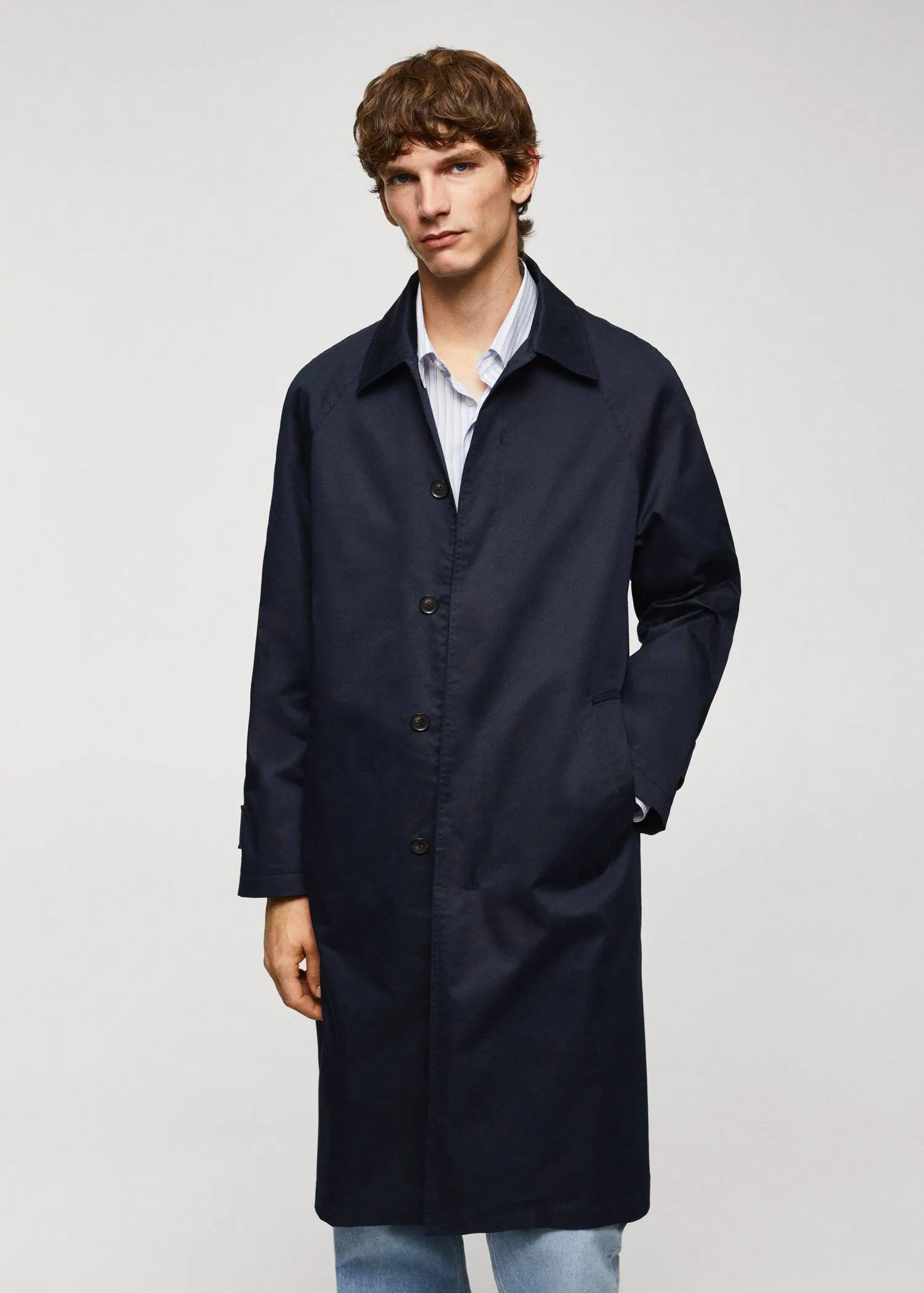 Mango Long relaxed-fit cotton trench coat. 2