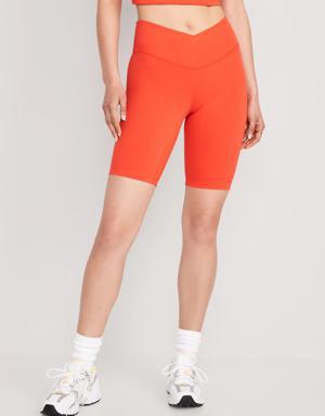 Extra High-Waisted PowerChill Biker Shorts for Women -- 8-inch inseam orange
