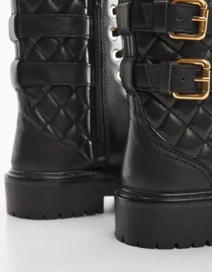 Military leather ankle boots