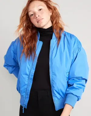 Oversized Bomber Jacket for Women blue